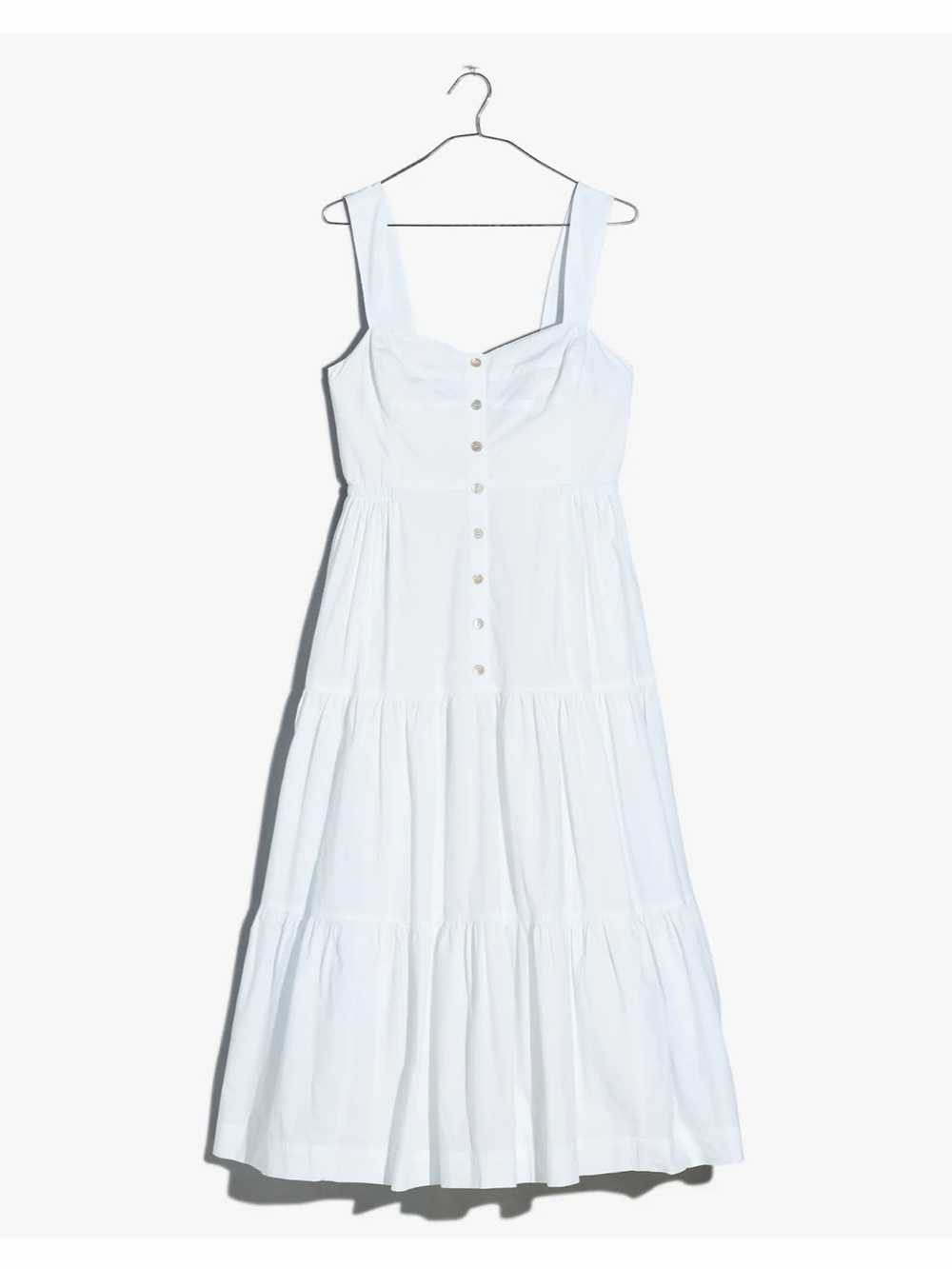 MADEWELL White Button-Front Tiered Midi Dress